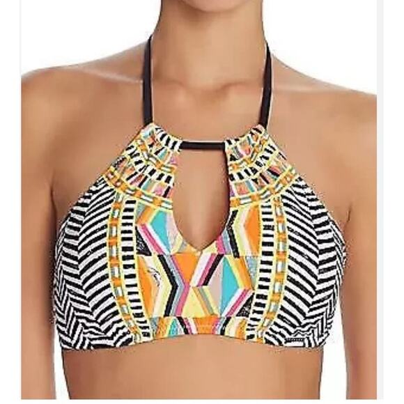 Trina Turk Bikini Top 2 Brasilia High Neck Halter Neckline Swimwear - Picture 1 of 12